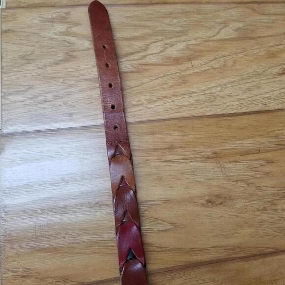 Vintage Fossil Woven Leather Chain Belt Large Multicolor Braided - Picture 5 of 10